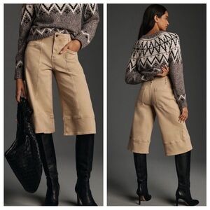 Anthropologie Pilcro Vintage Mid-Rise Culotte Jeans in Tan Sz 31